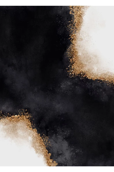 Harikabirev HARİKABİREV|BEYAZ-SİYAH-GOLD DESENLİ SOYUT KOMBİNİ 1 |ÇERÇEVELİ CAM TABLO 2Lİ DİKEY - 2