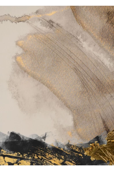 Harikabirev HARİKABİREV|KREM-SİYAH-GOLD DESENLİ SOYUT KOMBİNİ 02 |ÇERÇEVELİ CAM TABLO  2Lİ DİKEY - Resim 3