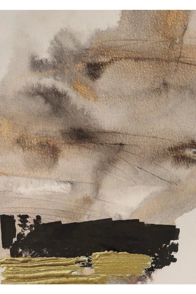 Harikabirev HARİKABİREV|KREM-SİYAH-GOLD DESENLİ SOYUT KOMBİNİ 02 |ÇERÇEVELİ CAM TABLO  2Lİ DİKEY - Resim 2