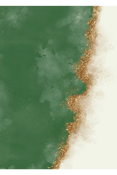 Harikabirev HARİKABİREV|YEŞİL-GOLD LUXURY DESENLİ SOYUT KOMBİNİ 03 |ÇERÇEVELİ CAM TABLO  2Lİ DİKEY - Resim 2