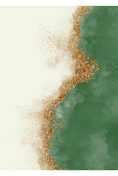 Harikabirev HARİKABİREV|YEŞİL-GOLD LUXURY DESENLİ SOYUT KOMBİNİ 03 |ÇERÇEVELİ CAM TABLO  2Lİ DİKEY - Resim 3