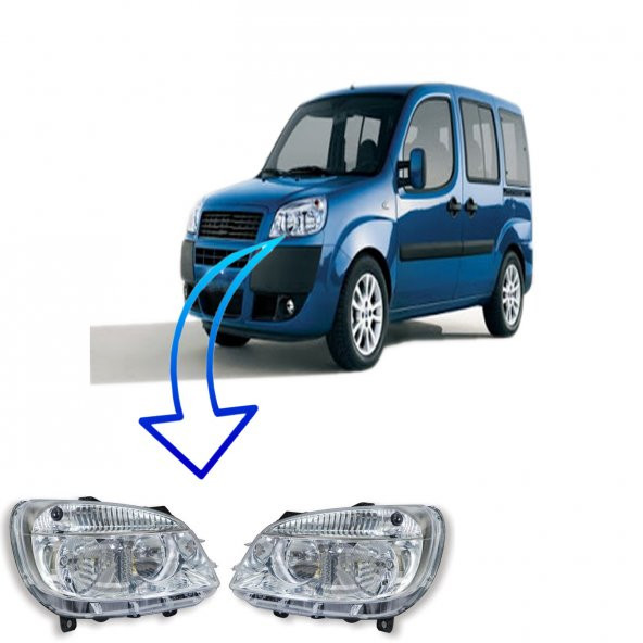 FİAT DOBLO SAĞ+SOL ÖN FAR MOTORLU 2006-2010 - 1