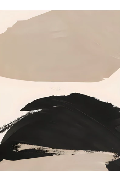 Harikabirev HARİKABİREV|BEJ-SİYAH-KREM SOYUT ABSTRACT KOMBİN 2 |ÇERÇEVELİ CAM TABLO 3LÜ DİKEY - Resim 4