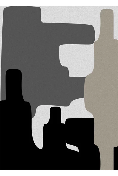 Harikabirev HARİKABİREV|GRİ-SİYAH SOYUT ABSTRACT KOMBİNİ 01 |ÇERÇEVELİ CAM TABLO 3LÜ DİKEY - Resim 4
