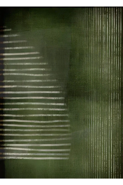 Harikabirev HARİKABİREV|YEŞİL-KREM SOYUT MODEL 3 |ÇERÇEVELİ TEMPERLİ CAM TABLO TEKLİ DİKEY - 2