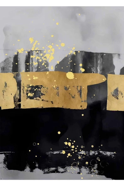 Harikabirev HARİKABİREV|GOLD-SİYAH-GRİ SOYUT ABSTRACT KOMBİN 09 |ÇERÇEVELİ CAM TABLO 3LÜ DİKEY - 4