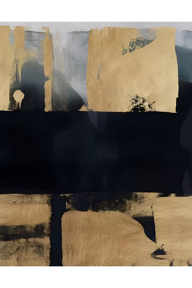 Harikabirev HARİKABİREV|GOLD-SİYAH-GRİ SOYUT MODEL 02 |ÇERÇEVELİ TEMPERLİ CAM TABLO TEKLİ DİKEY - 2