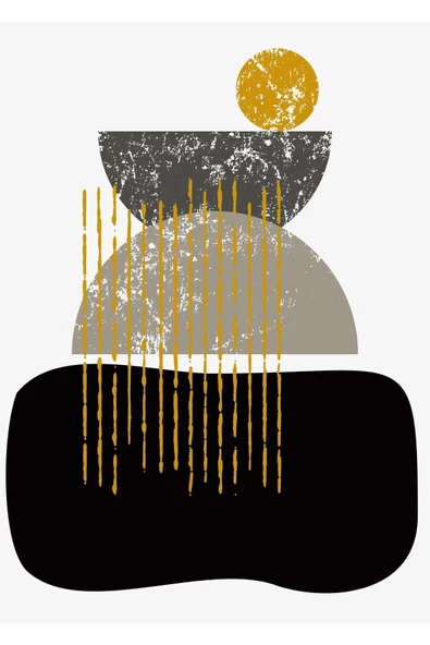 Harikabirev HARİKABİREV|GRİ-GOLD-SİYAH SOYUT ABSTRACT KOMBİNİ 04 |ÇERÇEVELİ CAM TABLO 3LÜ DİKEY - 3