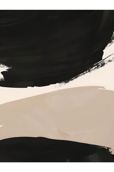 Harikabirev HARİKABİREV|BEJ-SİYAH-KREM SOYUT ABSTRACT KOMBİN 2 |ÇERÇEVELİ CAM TABLO 3LÜ DİKEY - Resim 3