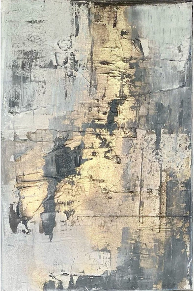 Harikabirev HARİKABİREV|GRİ-GOLD-SİYAH SOYUT ABSTRACT KOMBİNİ 05 |ÇERÇEVELİ CAM TABLO 3LÜ DİKEY - Resim 2