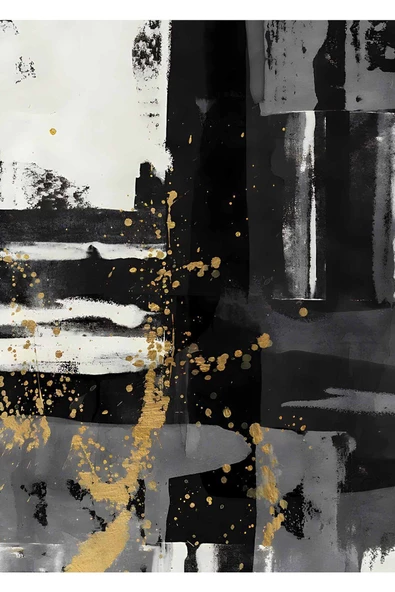 Harikabirev HARİKABİREV|GOLD-SİYAH-GRİ SOYUT ABSTRACT KOMBİN 09 |ÇERÇEVELİ CAM TABLO 3LÜ DİKEY - 3