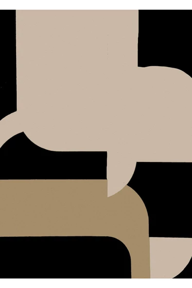 Harikabirev HARİKABİREV|BEJ-SİYAH-KREM SOYUT ABSTRACT KOMBİN 05 |ÇERÇEVELİ CAM TABLO 3LÜ DİKEY - 2