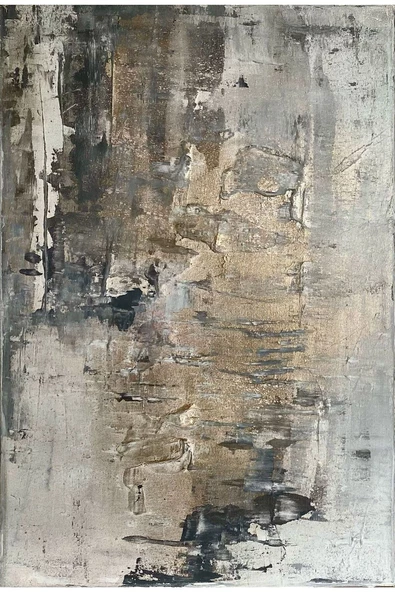 Harikabirev HARİKABİREV|GRİ-GOLD-SİYAH SOYUT ABSTRACT KOMBİNİ 05 |ÇERÇEVELİ CAM TABLO 3LÜ DİKEY - Resim 4