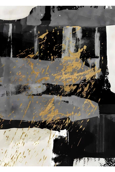 Harikabirev HARİKABİREV|GOLD-SİYAH-GRİ SOYUT ABSTRACT KOMBİN 09 |ÇERÇEVELİ CAM TABLO 3LÜ DİKEY - 2