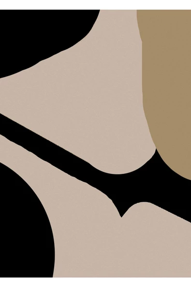 Harikabirev HARİKABİREV|BEJ-SİYAH-KREM SOYUT ABSTRACT KOMBİN 05 |ÇERÇEVELİ CAM TABLO 3LÜ DİKEY - 3