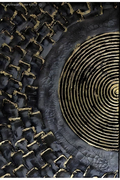 Harikabirev HARİKABİREV|SİYAH-GOLD-GRİ KABARTMASIZ ETNİK MODEL 2 |ÇERÇEVELİ TEMPERLİ CAM TABLO TEKLİ DİKEY - 2