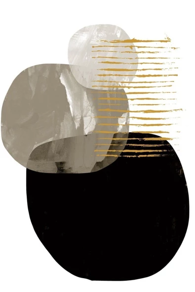 Harikabirev HARİKABİREV|GRİ-GOLD-SİYAH SOYUT ABSTRACT KOMBİNİ 04 |ÇERÇEVELİ CAM TABLO 3LÜ DİKEY - 2