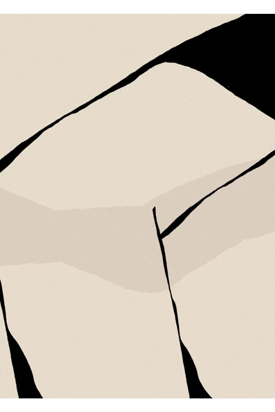 Harikabirev HARİKABİREV|BEJ-SİYAH-KREM SOYUT ABSTRACT KOMBİN 1 |ÇERÇEVELİ CAM TABLO 3LÜ DİKEY - Resim 2