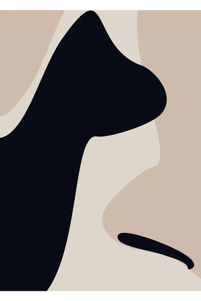 Harikabirev HARİKABİREV|SİYAH-BEJ SOYUT ABSTRACT KOMBİN 02 |ÇERÇEVELİ CAM TABLO  2Lİ DİKEY - Resim 2