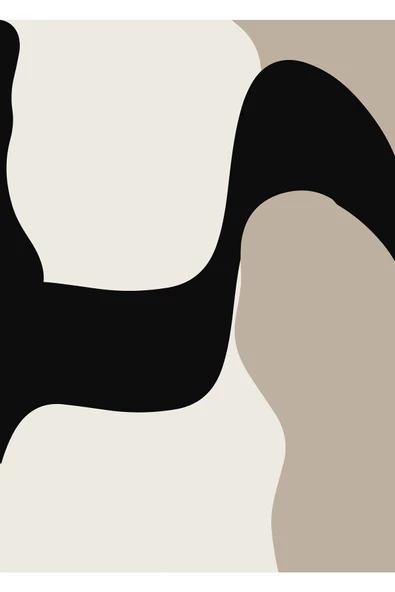 Harikabirev HARİKABİREV|BEJ-SİYAH-KREM SOYUT ABSTRACT KOMBİN 1 |ÇERÇEVELİ CAM TABLO 3LÜ DİKEY - 2