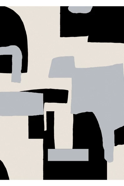 Harikabirev HARİKABİREV|GRİ-KREM-SİYAH SOYUT ABSTRACT KOMBİNİ 06 |ÇERÇEVELİ CAM TABLO 3LÜ DİKEY - 2