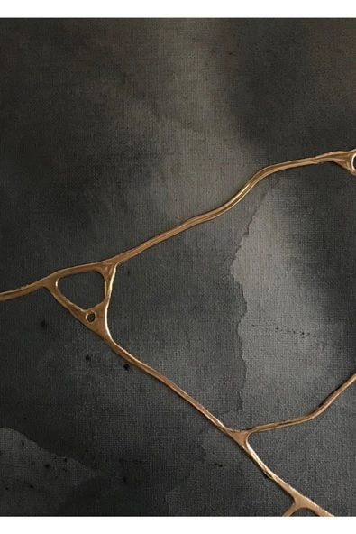 Harikabirev HARİKABİREV|GRİ-GOLD-SİYAH SOYUT ABSTRACT KOMBİNİ 11|ÇERÇEVELİ CAM TABLO 3LÜ DİKEY - Resim 2