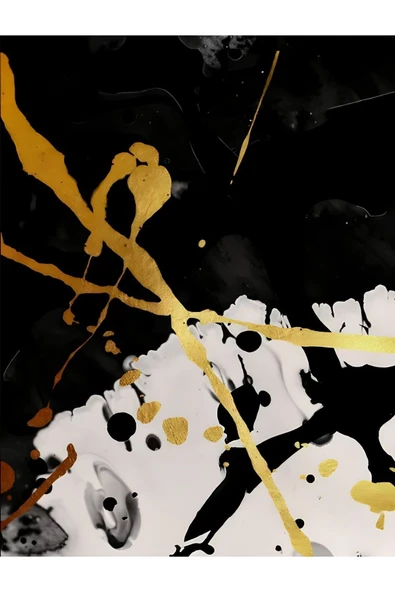 Harikabirev HARİKABİREV|GOLD-SİYAH-GRİ SOYUT ŞEKİL KOMBİN 06 |ÇERÇEVELİ CAM TABLO 2Lİ DİKEY - 3