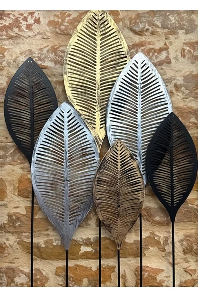 Harikabirev HARİKABİREV|SİYAH-GOLD YAPRAK DESENLİ KOMBİN MODELİ 01 |ÇERÇEVELİ SAATLİ CAM TABLO - Resim 4