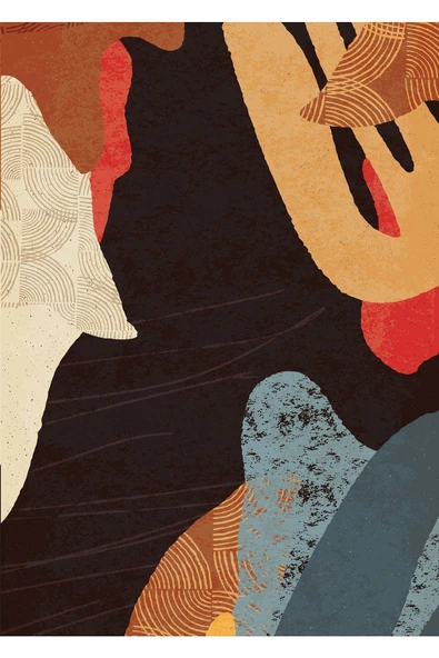 Harikabirev HARİKABİREV|TURKUAZ-KIRMIZI SOYUT KOMBİN SETİ 01 |ÇERÇEVELİ SAATLİ CAM TABLO - Resim 4