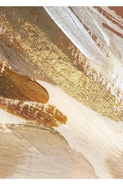 Harikabirev HARİKABİREV|KREM-GOLD-BEJ SOYUT ABSTRACT KOMBİN |ÇERÇEVELİ CAM TABLO  2Lİ DİKEY - Resim 2