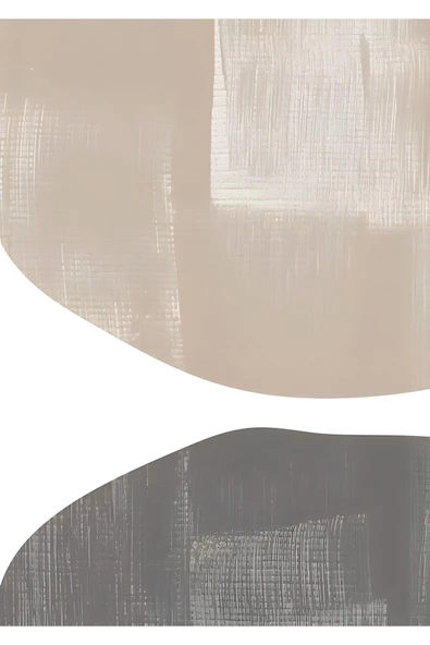 Harikabirev HARİKABİREV|KREM-GRİ SOYUT MODEL 1 |ÇERÇEVELİ TEMPERLİ CAM TABLO TEKLİ DİKEY - Resim 2