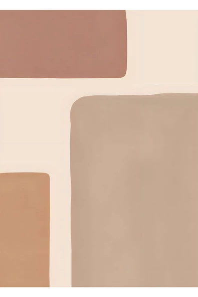 Harikabirev HARİKABİREV|KREM-KAHVE SOFT SOYUT MODEL 2 |ÇERÇEVELİ TEMPERLİ CAM TABLO TEKLİ DİKEY - Resim 2