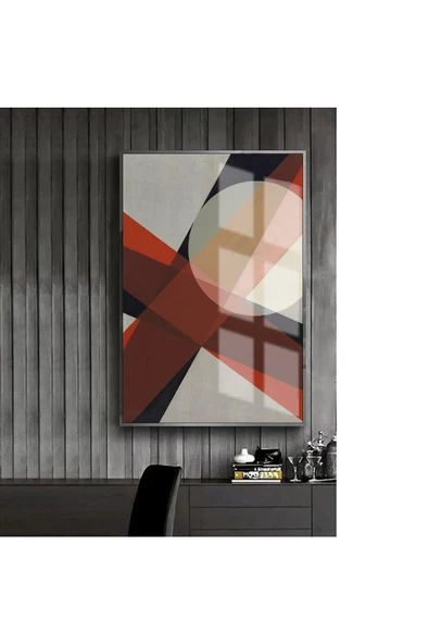 Harikabirev HARİKABİREV|TURKUAZ-KIRMIZI SOYUT MODELİ 2 |ÇERÇEVELİ TEMPERLİ CAM TABLO TEKLİ DİKEY ürün görseli