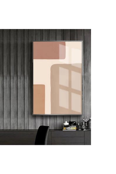 Harikabirev HARİKABİREV|KREM-KAHVE SOFT SOYUT MODEL 2 |ÇERÇEVELİ TEMPERLİ CAM TABLO TEKLİ DİKEY ürün görseli