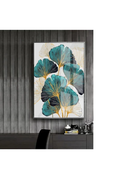 Harikabirev HARİKABİREV|MAVİ-SARI-BEYAZ ÇİÇEK MODELİ 3 |ÇERÇEVELİ TEMPERLİ CAM TABLO TEKLİ DİKEY ürün görseli