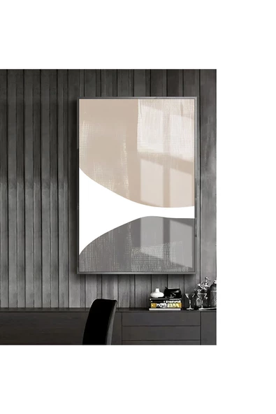 Harikabirev HARİKABİREV|KREM-GRİ SOYUT MODEL 1 |ÇERÇEVELİ TEMPERLİ CAM TABLO TEKLİ DİKEY ürün görseli