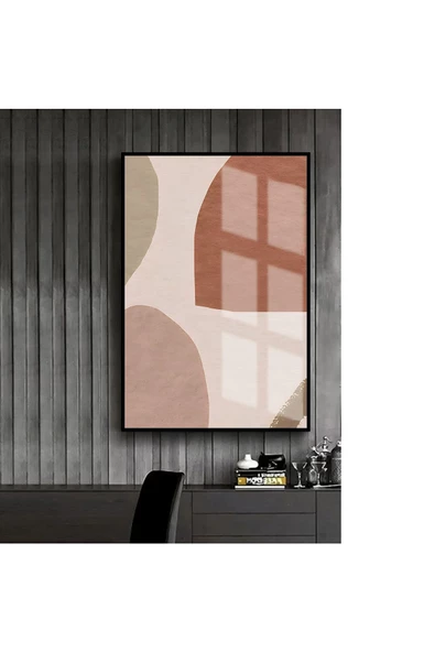 Harikabirev HARİKABİREV|KREM-KAHVE SOFT SOYUT MODEL 1 |ÇERÇEVELİ TEMPERLİ CAM TABLO TEKLİ DİKEY ürün görseli