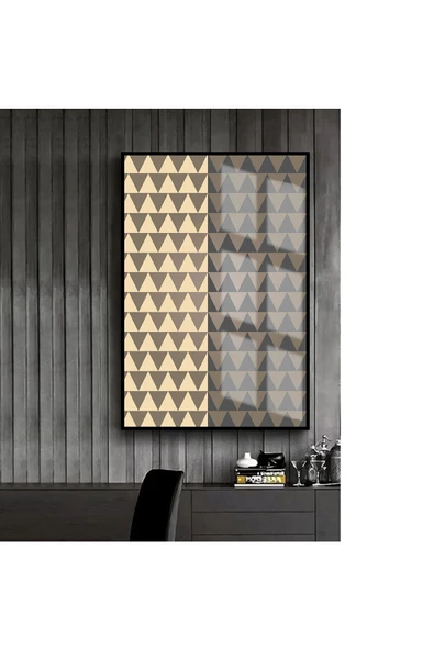 Harikabirev HARİKABİREV|GRİ-KREM SOYUT MODEL 1 |ÇERÇEVELİ TEMPERLİ CAM TABLO TEKLİ DİKEY ürün görseli