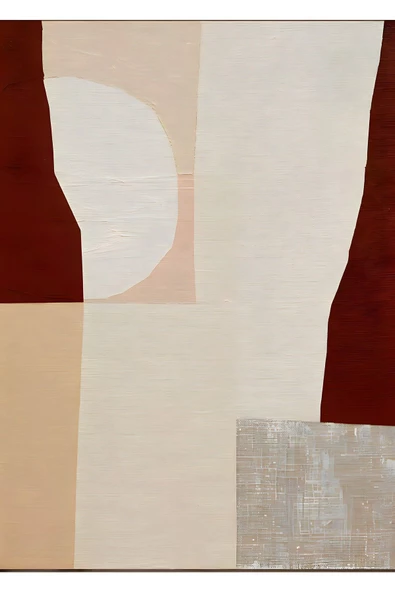 Harikabirev HARİKABİREV|KIRMIZI-KREM-GRİ SOYUT MODEL 2 |ÇERÇEVELİ TEMPERLİ CAM TABLO TEKLİ DİKEY - Resim 2