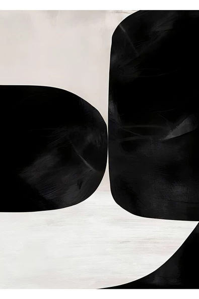 Harikabirev HARİKABİREV|SİYAH-BEYAZ SOYUT MODEL 1 |ÇERÇEVELİ TEMPERLİ CAM TABLO TEKLİ DİKEY - Resim 2