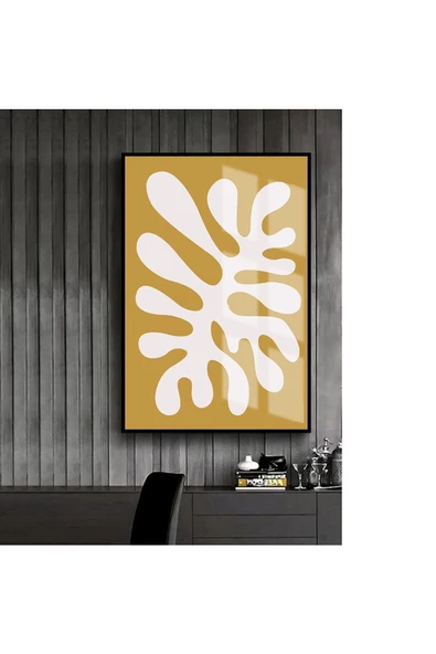 Harikabirev HARİKABİREV|SARI-BEYAZ SOYUTVMODELİ |ÇERÇEVELİ TEMPERLİ CAM TABLO TEKLİ DİKEY ürün görseli