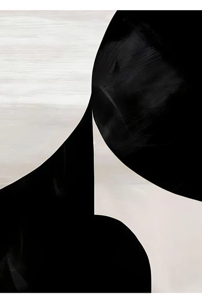 Harikabirev HARİKABİREV|SİYAH-BEYAZ SOYUT MODEL 2 |ÇERÇEVELİ TEMPERLİ CAM TABLO TEKLİ DİKEY - Resim 2