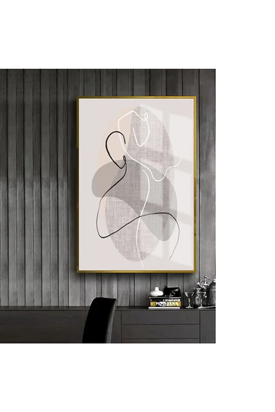 Harikabirev HARİKABİREV|GRİ-SİYAH-KAHVERENGİ SOYUT MODEL 2 |ÇERÇEVELİ TEMPERLİ CAM TABLO TEKLİ DİKEY ürün görseli
