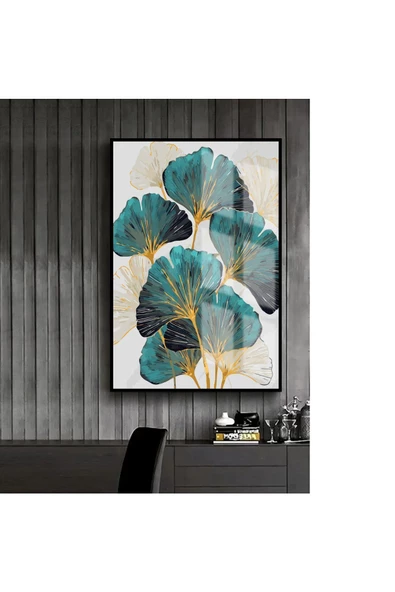 Harikabirev HARİKABİREV|MAVİ-SARI-BEYAZ ÇİÇEK MODELİ 3 |ÇERÇEVELİ TEMPERLİ CAM TABLO TEKLİ DİKEY ürün görseli