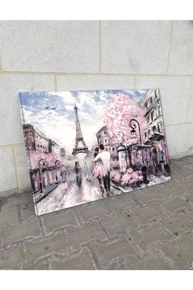 Harikabirev Hari?kabi?rev|beyaz-mavi? -pembe Eifel Kulesi? Tablo 2 |tekli? Çerçevesi?z Yatay Kanvas Tablo - Resim 2