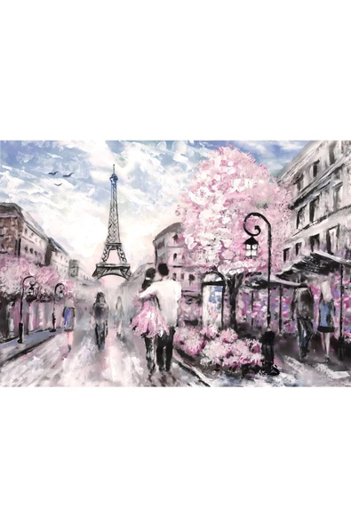 Harikabirev Hari?kabi?rev|beyaz-mavi? -pembe Eifel Kulesi? Tablo 2 |tekli? Çerçevesi?z Yatay Kanvas Tablo - Resim 3