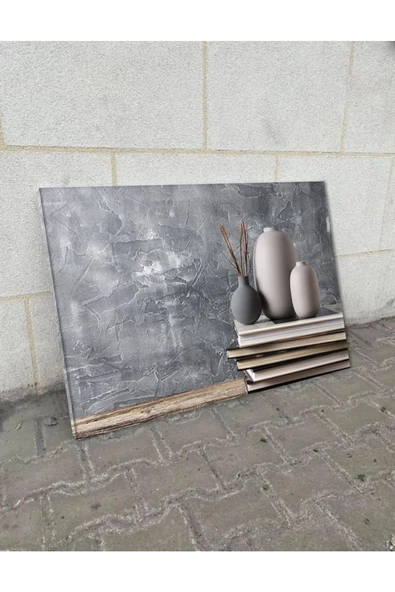 Harikabirev Hari?kabi?rev|gri? Mermer Desenli? Dekor Vazo Tablosu|tekli? Çerçevesi?z Yatay Kanvas Tablo - Resim 2