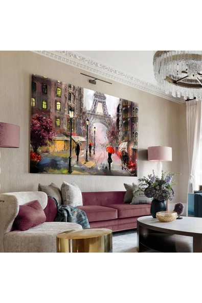 Harikabirev Hari?kabi?rev|beyaz-kirmizi-pembe Eifel Kulesi? Tablo 2 |tekli? Çerçevesi?z Yatay Kanvas Tablo ürün görseli