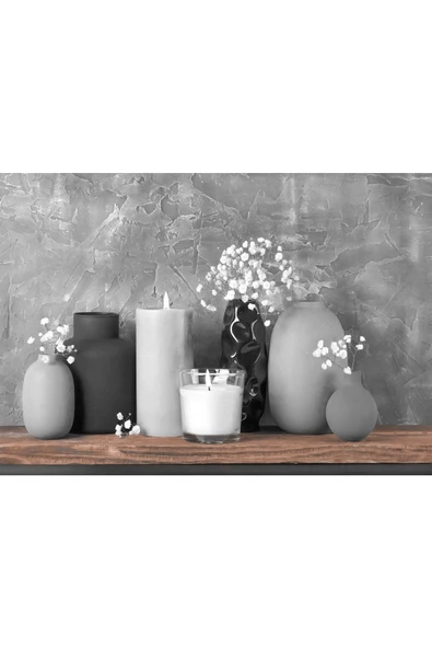 Harikabirev Hari?kabi?rev|si?yah-gri?-kahve Çi?çek-mum Dekor Tablosu|tekli? Çerçevesi?z Yatay Kanvas Tablo - Resim 3