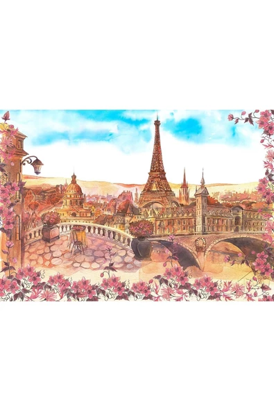 Harikabirev Hari?kabi?rev|beyaz-mavi? -pembe Eifel Kulesi? Tablo 1 |tekli? Çerçevesi?z Yatay Kanvas Tablo - Resim 3
